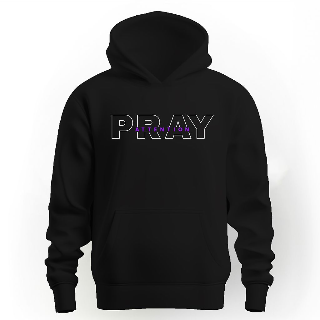 Pray Attention Unisex Hoodie - Neon Purple