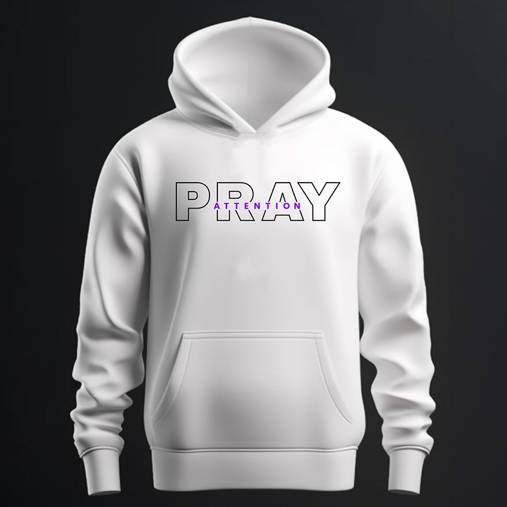 Pray Attention Unisex Hoodie - Neon Purple