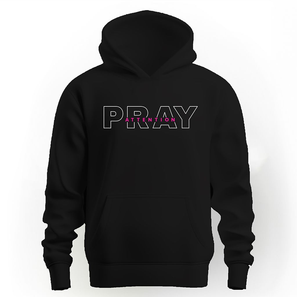 Pray Attention Unisex Hoodie - Neon Pink