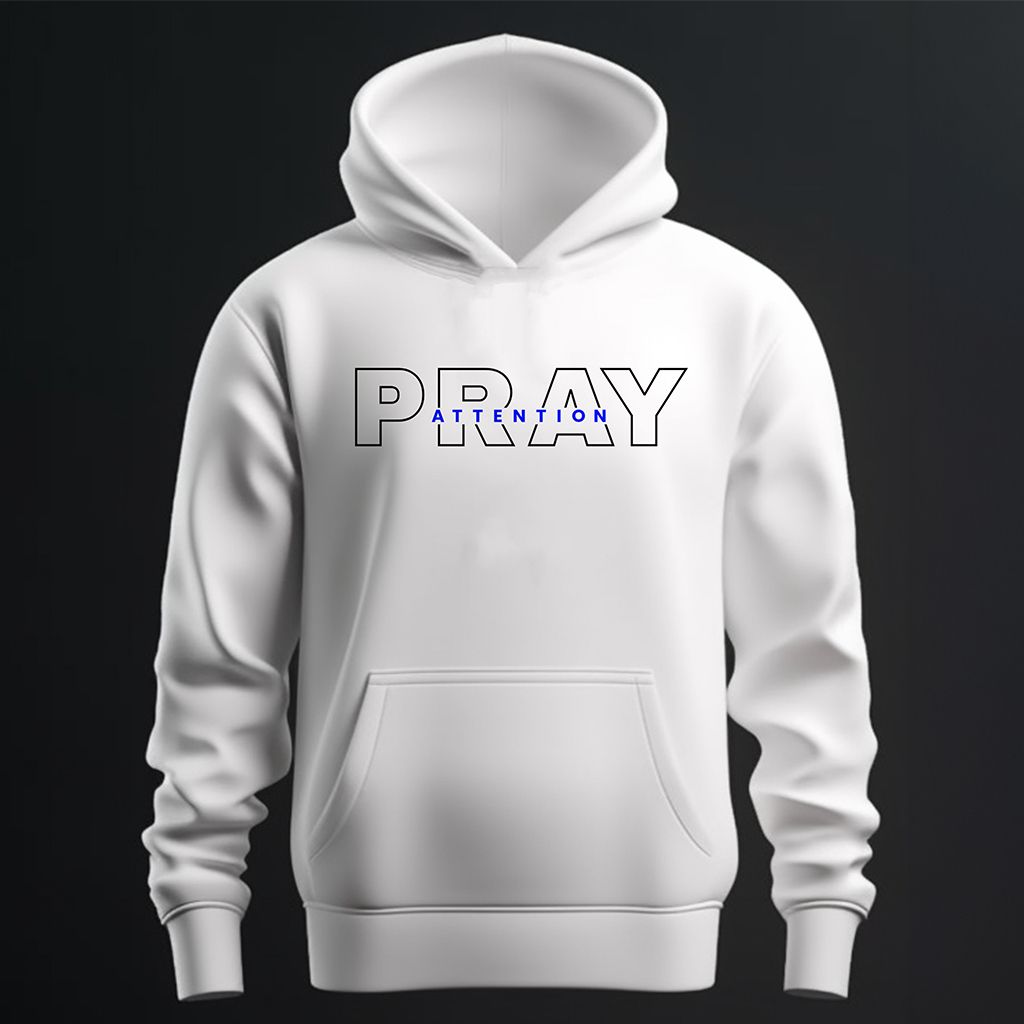 Pray Attention Unisex Hoodie - Neon Blue